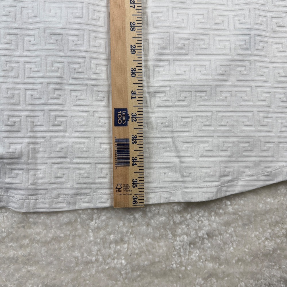 J.McLaughlin Catalina Cloth A-Line Dress Small White Greek Key Textured Pockets - Picture 4 of 7